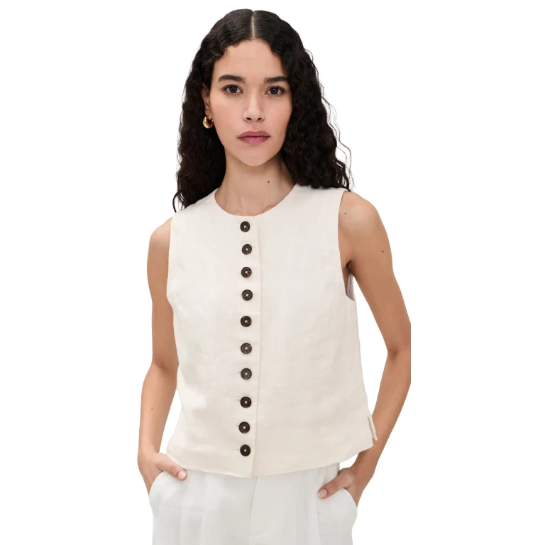 Madewell Button Front Shell Top Ivory Linen 2