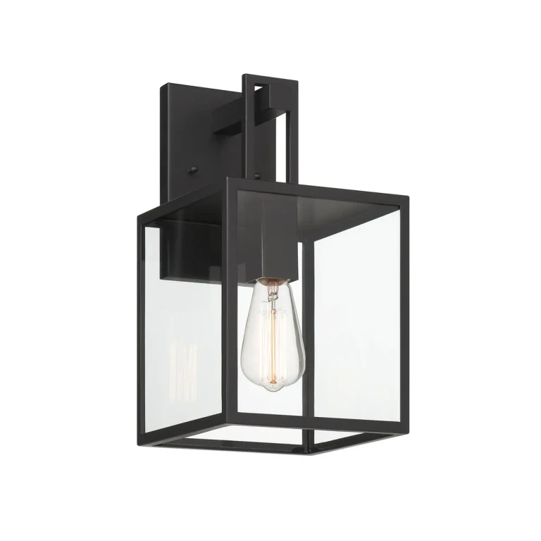 Matte Black One Light Wall Lantern from the Preston Collection
