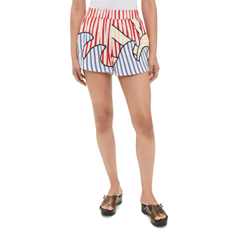 FARM Rio Navy Stripes Off-White Shorts Navy Stripes Off White L