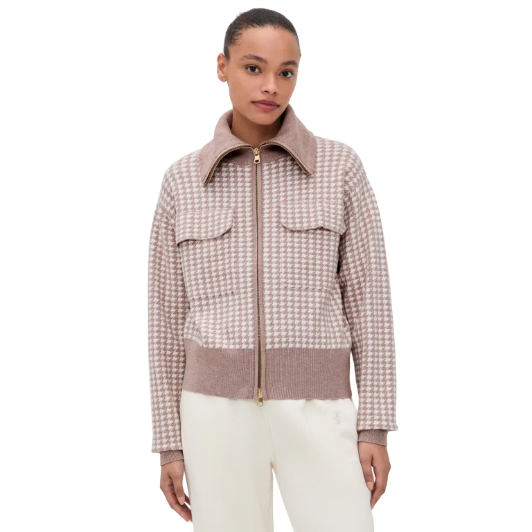 Varley Ablett Jacquard Knit Jacket Taupe L