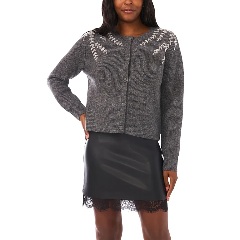 Vince Camuto Beaded Shoulder Cardigan