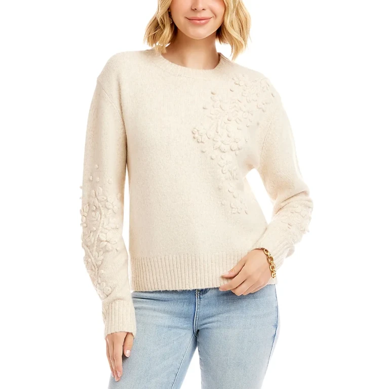 Karen Kane Hand Embroidered Flower Detail Sweater