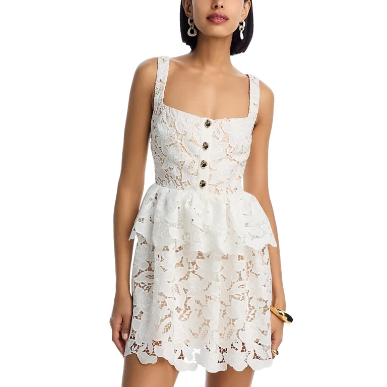 Self-Portrait Lace Peplum Mini Dress