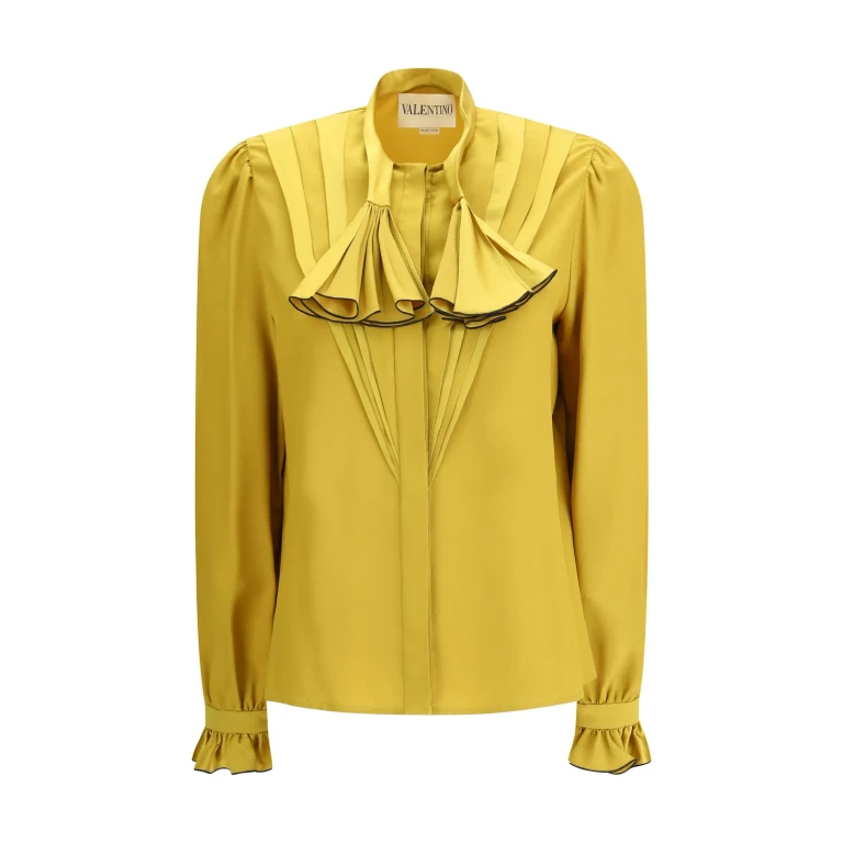 Valentino Silk Ruffle Pleated Blouse