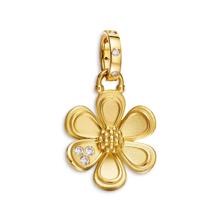 Temple St. Clair 18K Yellow Gold Butterfly Diamond Flower Pendant