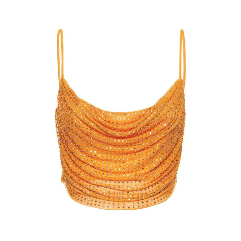 self-portrait Orange Tulle Top