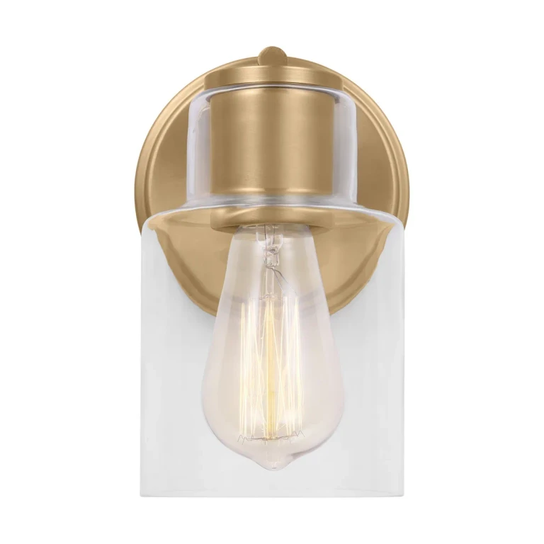 Satin Brass One Light Wall Sconce from the Sayward Collection