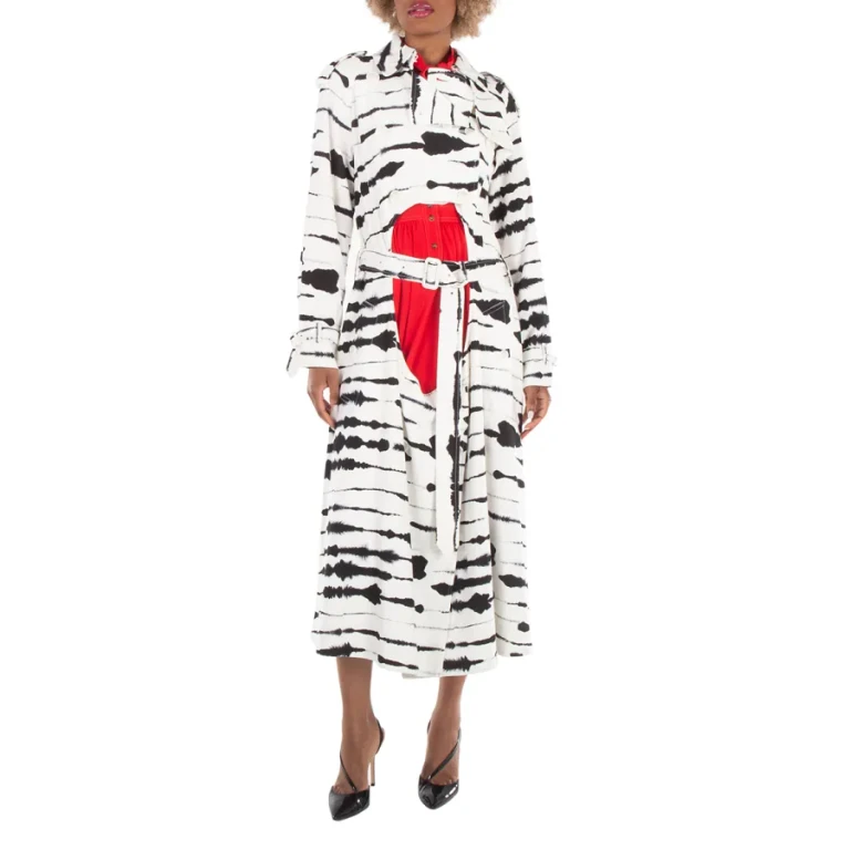 Burberry Ladies Cut-Out Detail Watercolour Print Trench Coat