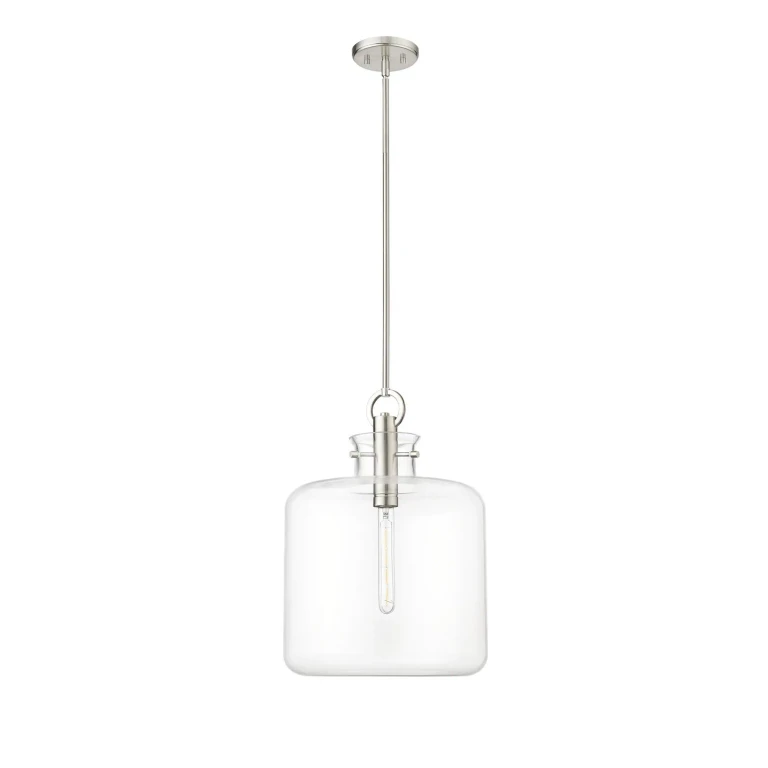Brushed Nickel One Light Pendant from the Hayloft Collection