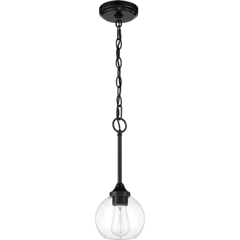 Flat Black One Light Mini Pendant from the Glenda Collection