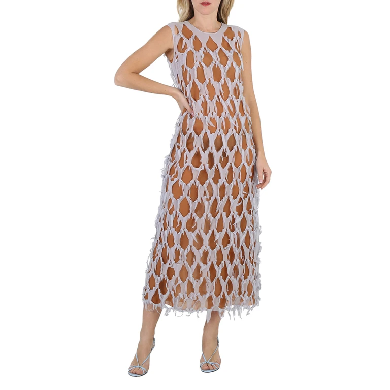 Maison Margiela Ladies Light Sky Cut-Out Silk-Blend Dress