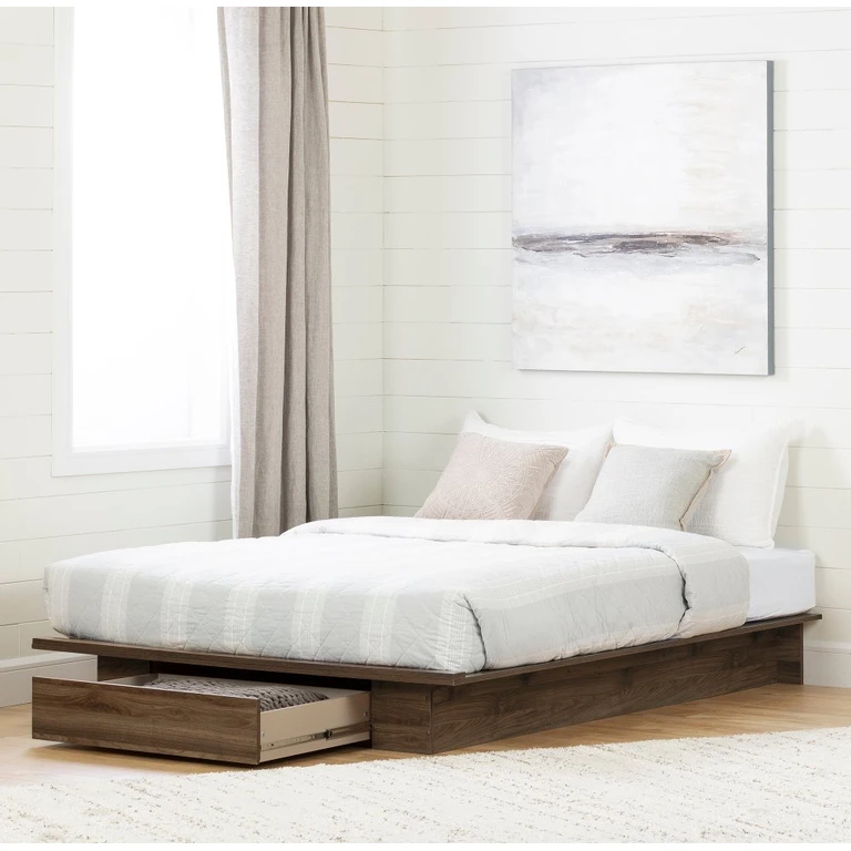 Lensky Modern Natural Walnut Queen Platform Bed - South Shore