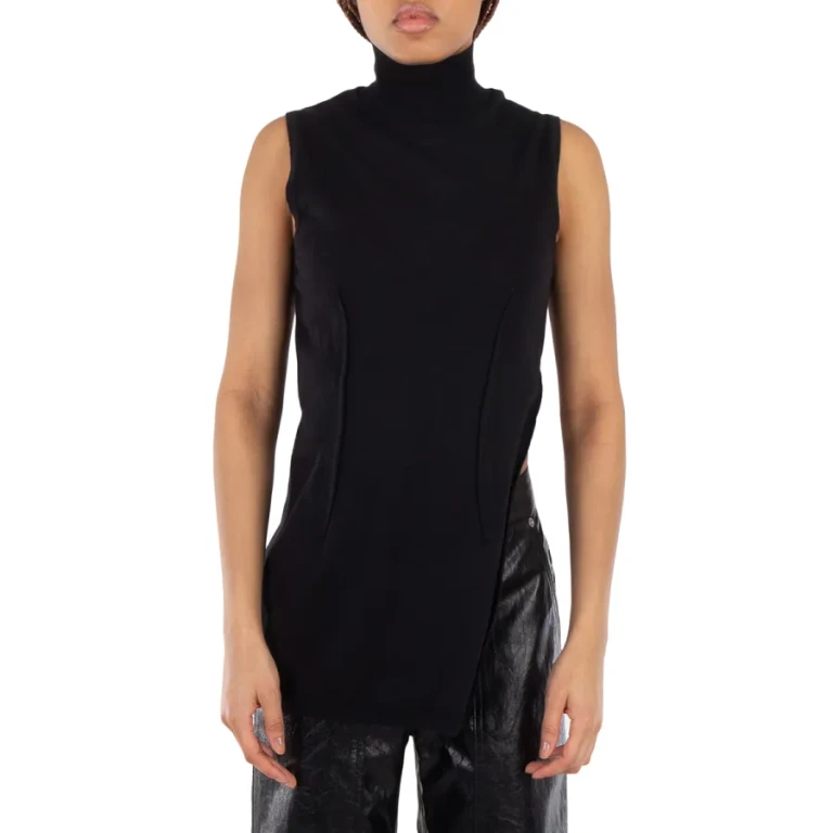 MM6 Asymmetric Turtleneck Sleeveless Top