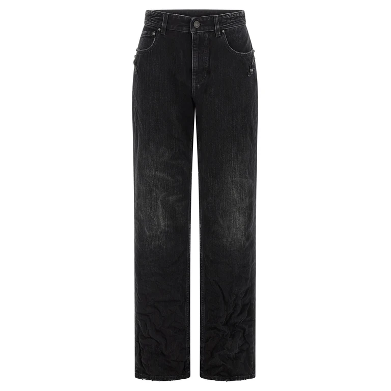 Balenciaga Black Cotton Straight-Leg Jeans Clothing - Women