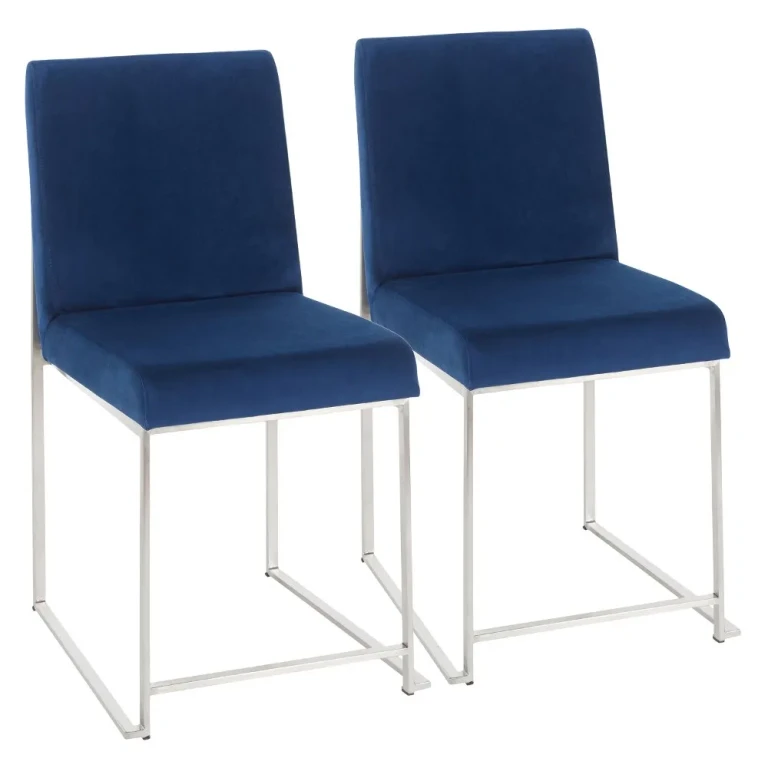 Fuji Blue and Silver Dining Chairs, Set of 2