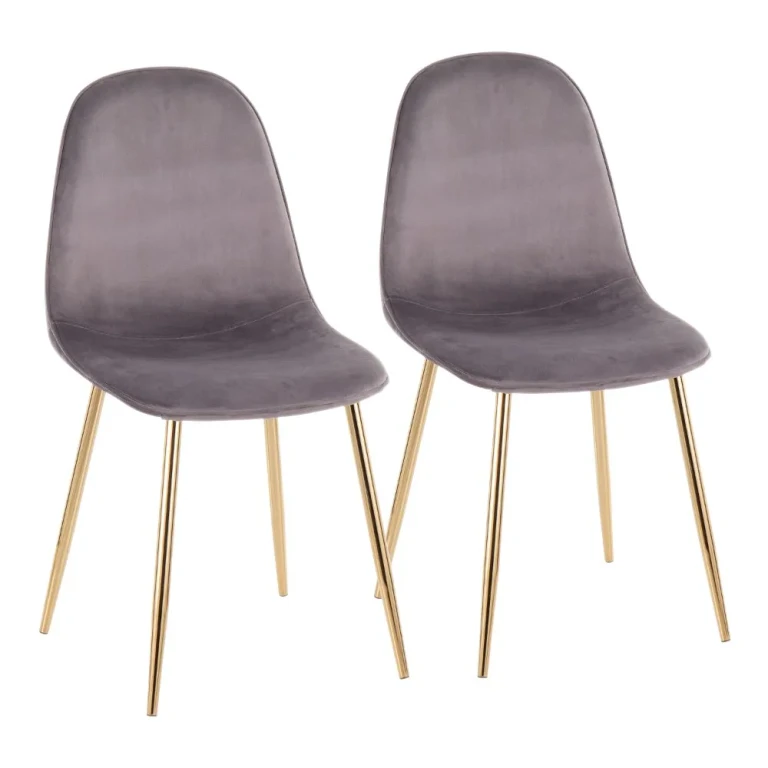 Contemporary Gray and Gold Dining Room Chair (Set of 2) - Pebble