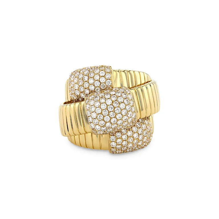18K Yellow Gold Via Mercanti Diamond Tubogas Wrap Ring