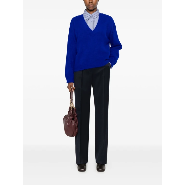 Max Mara Trousers Leather Brown Wool - Women