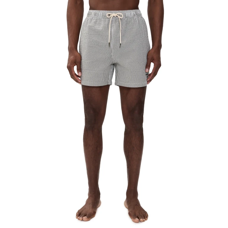 Barbour Gingham Seersucker Swim Shorts Olive XL