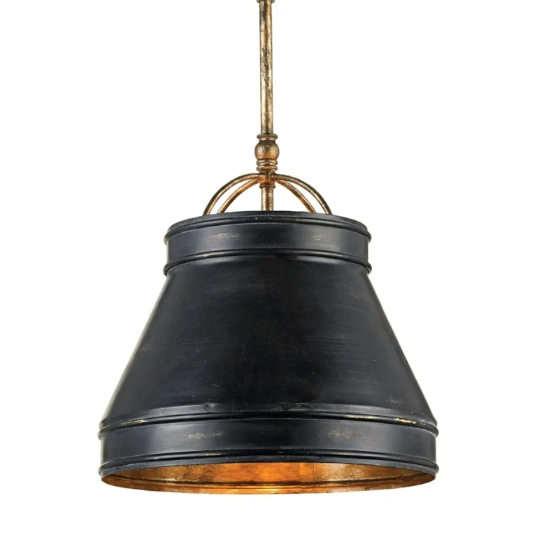 French Black Pyrite Bronze One Light Pendant from the Lumley Collection