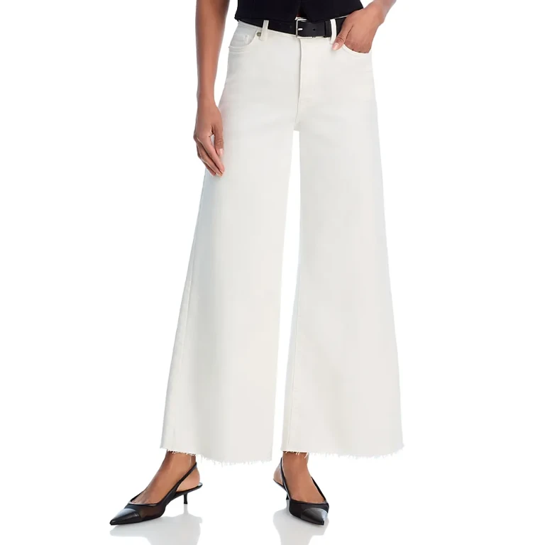 Frame Le Palazzo Crop Raw Fray Jeans in Au Natural