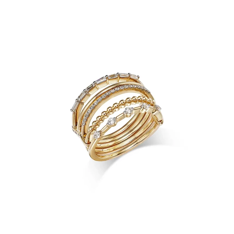 Diamond Multi Row Ring in 14K Yellow Gold, 0.50 tcw