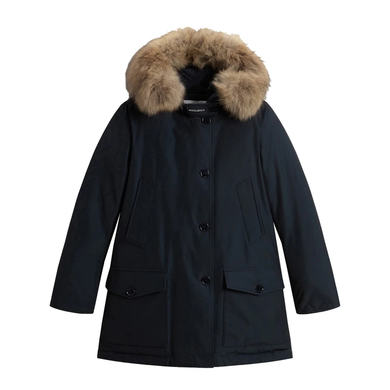 Woolrich Arctic Detachable Fur Parka Blue Co Pa Cappotto - Women