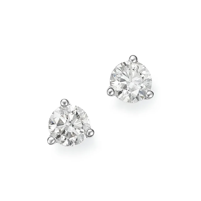 Diamond Stud Earrings in 14K White Gold 3-Prong Martini Setting, 0.40 tcw