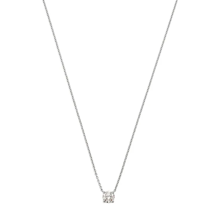 Diamond Certified Solitaire Pendant Necklace in 14K White Gold, 0.40 tcw