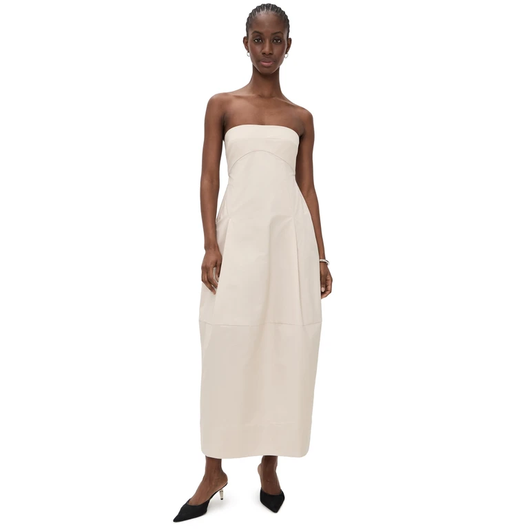 St. Agni Canvas Pleat Cocoon Dress Shell M