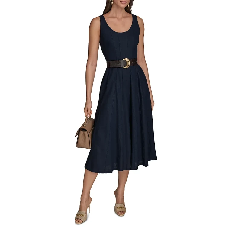 Donna Karan Belted A Line Dress