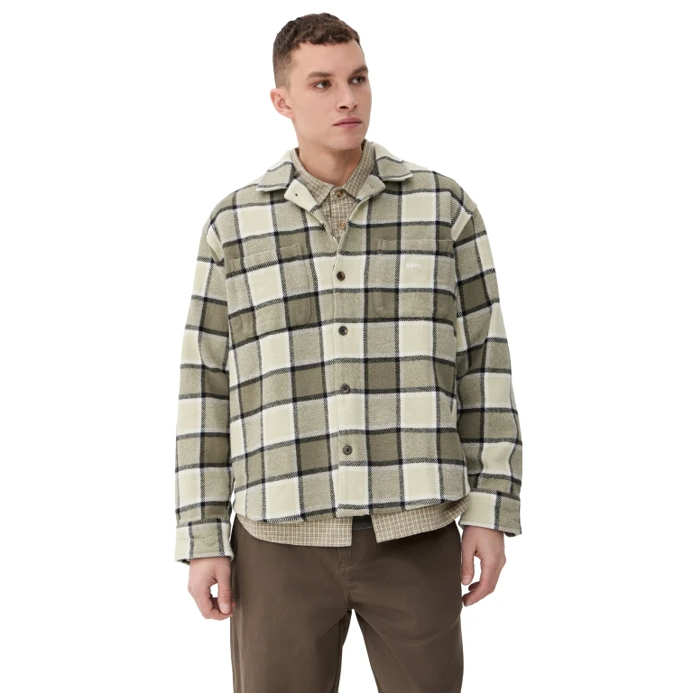 Obey Flannel Plaid Harold Shirt Pelican Multi XXL