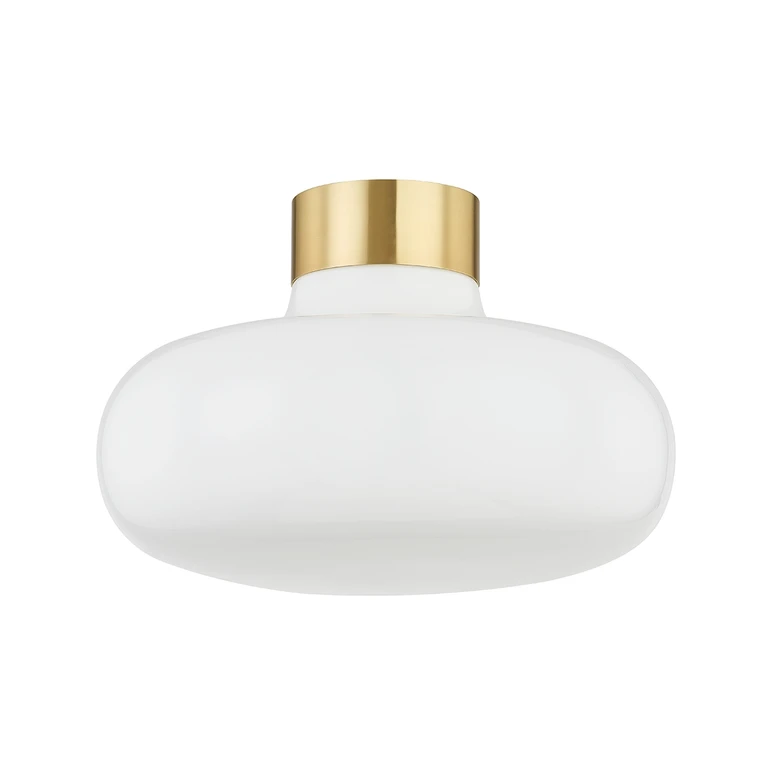 Aged Brass One Light Flush Mount from the Eliana Collection