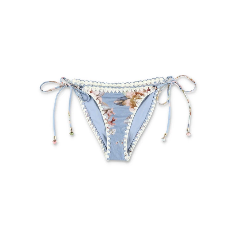 Zimmermann Chambray crochet tie bikini brief Blue Floral Polyamide Swimwear - Women