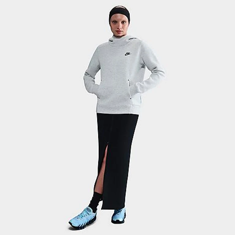 Nike Women's Sportswear Tech Fleece Hoodie in Light Grey/Heather/Black Size: XS