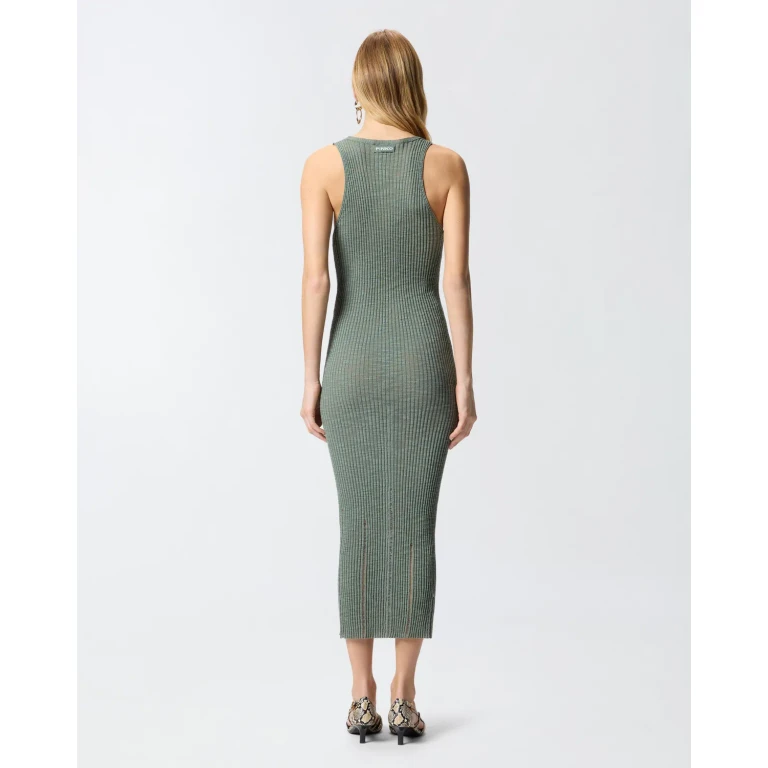 Pinko - Robe midi près du corps côtelée avec déchirures
