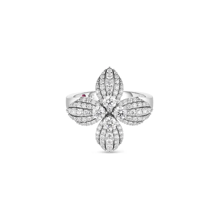 Roberto Coin 18K White Gold Love in Verona Diamond Flower Ring - Exclusive