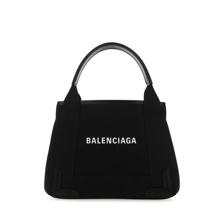 Balenciaga Black Canvas Cabas Navy Xs Handbag