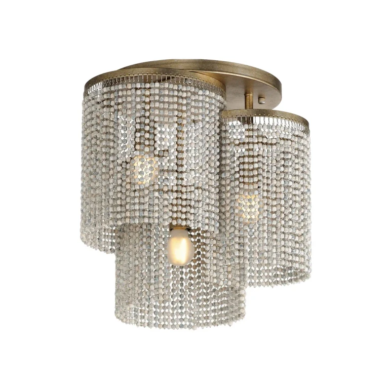 Golden Silver Three Light Flush Mount from the Fontaine Collection