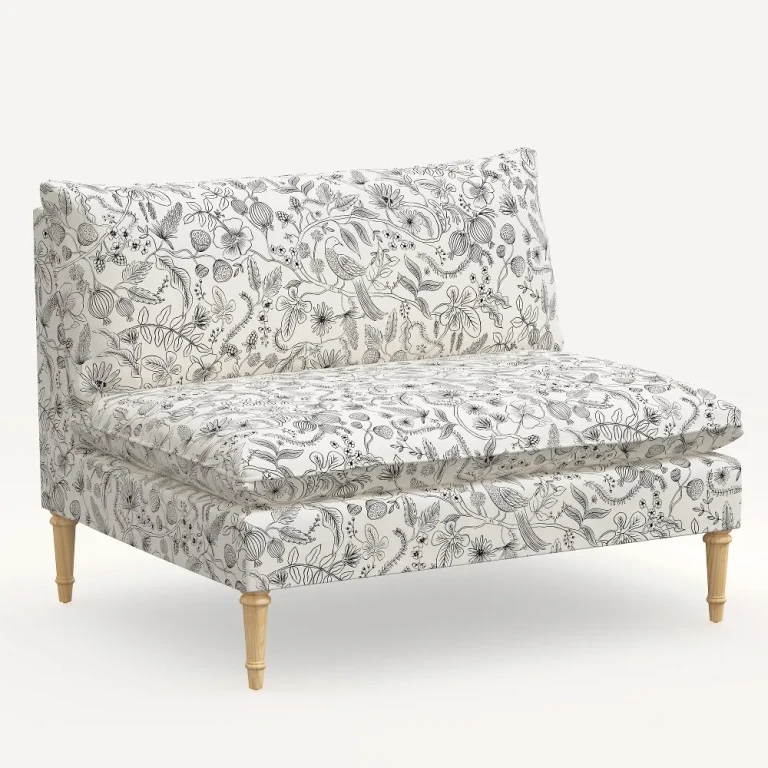Louie Cream & Black Armless Loveseat