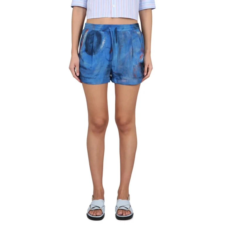 Marni Shorts mit blauem Loch-Print
