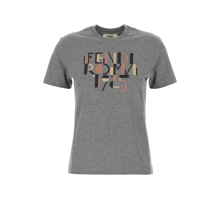 Grey Cotton T-Shirt Melange Exterior - Women
