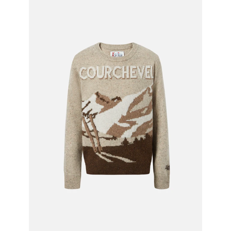 Mc2 Saint Barth Crewneck Douglas With Courchevel Postcard Jacquard