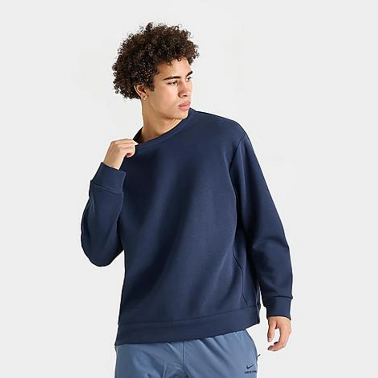 Nike Men's 24.7 ImpossiblySoft Dri-FIT Crewneck Sweatshirt in Obsidian/Dark Obsidian Size: Small