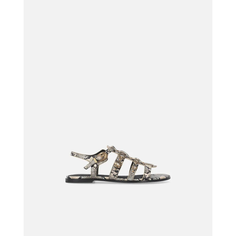Pinko Python Embossed Leather Sandals with Studs