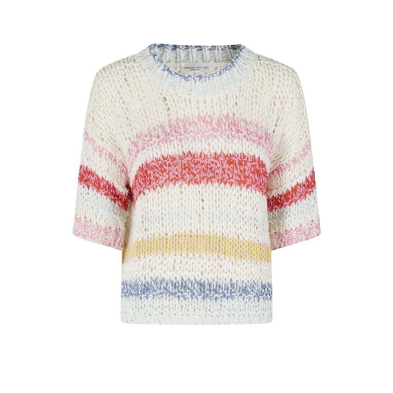 Roberto Collina Girocollo Mc Riga Multi Nude & Neutrals Cotone Poliammide Maglia - Women