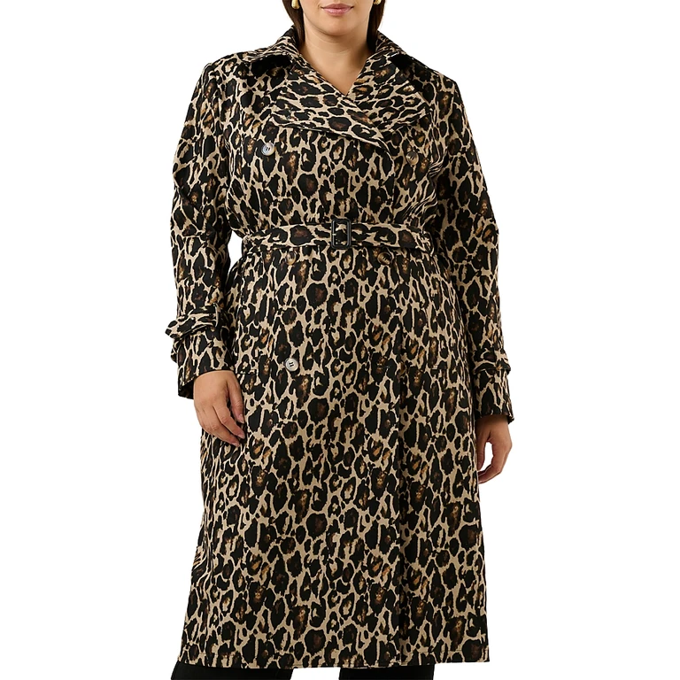 Estelle Plus Shari Leopard Print Trench Coat