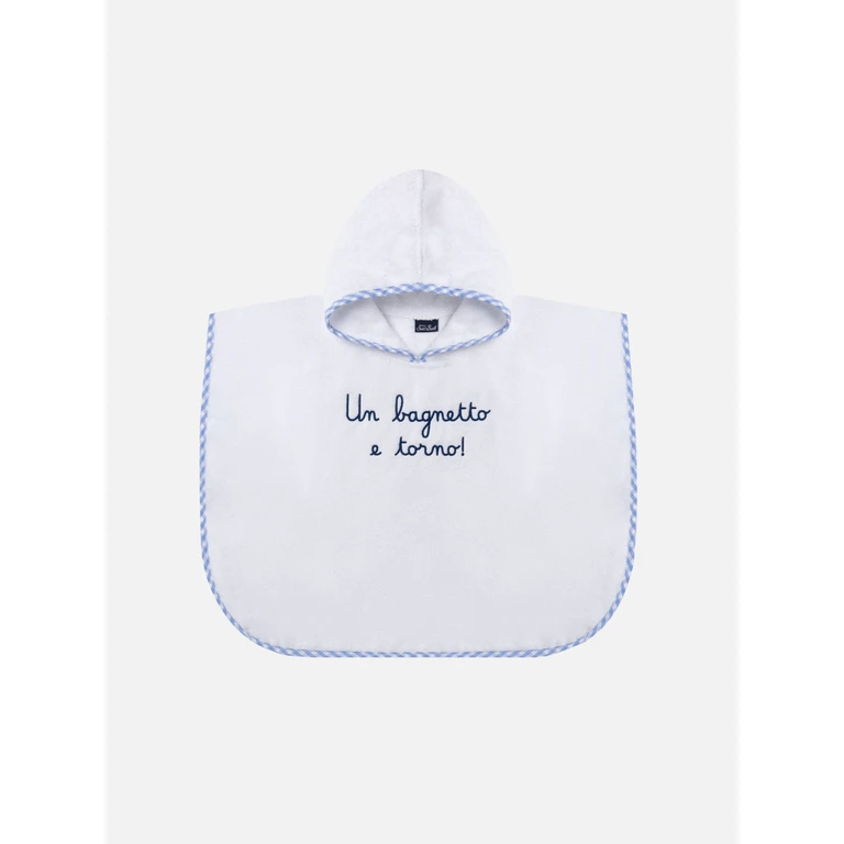 Mc2 Saint Barth Cotton Terry Bathrobe With Un Bagnetto E Torno Embroidery White Robe - Unisex