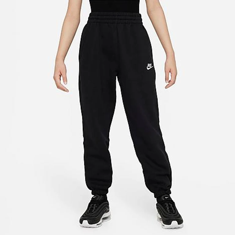 Nike Big Kids Sportswear Club Fleece Loose Jogger Pants in Black/White Size: XS