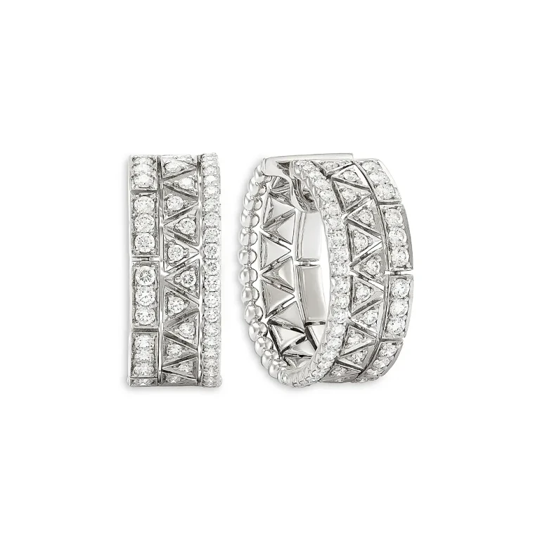 Etho Maria 18K White Gold Reflexion Diamond Multirow Hoop Earrings